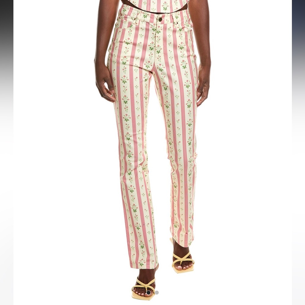 WeWoreWhat Mod Rise Ankle Flare Jean in Floral Stripe